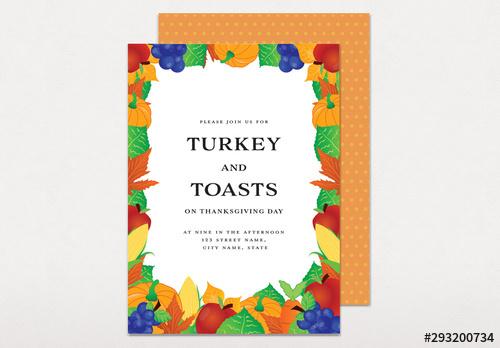 Graphic Turkey Dinner Party Invitation Layout - 293200734 - 293200734