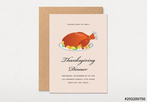 Illustrative Thanksgiving Dinner Invitation Layout with Turkey - 293200750 - 293200750