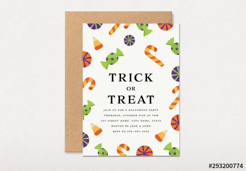 Graphic Kids Trick or Treat Party Invitation Layout - 293200774 - 293200774