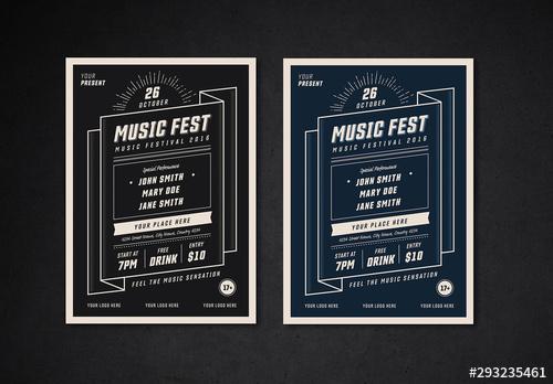 Concert Flyer layout with Graphic Elements - 293235461 - 293235461