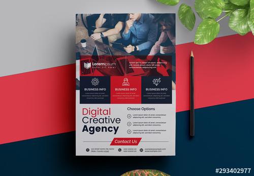 Business Flyer Layout with Red Accents - 293402977 - 293402977