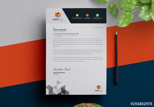 Letterhead Layout with Abstract Geometric Accents - 293402978 - 293402978