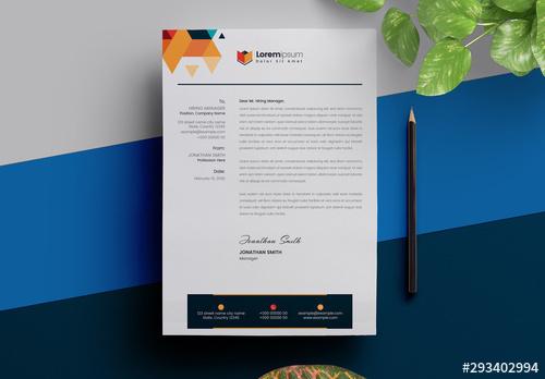 Letterhead Layout with Abstract Geometric Elements - 293402994 - 293402994