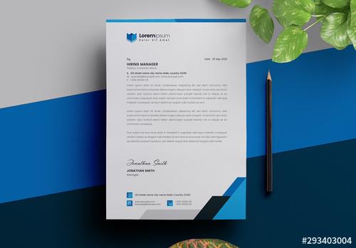 Letterhead Layout with Geometric Accents - 293403004 - 293403004