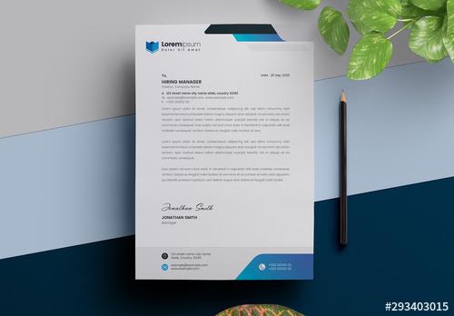 Letterhead Layout with Geometric Accents - 293403015 - 293403015