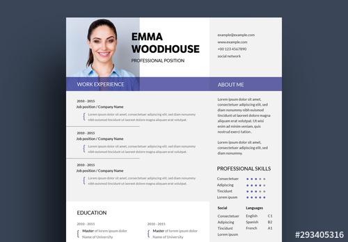 Resume Layout with Purple and Gray Accents - 293405316 - 293405316