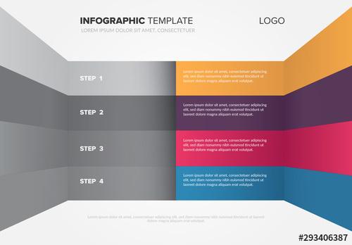 3D Infographic Layout with Colorful Half - 293406387 - 293406387