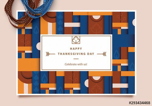 Geometric Pattern Thanksgiving Card Layout - 293434468 - 293434468