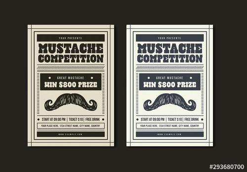 Vintage Mustache Competition Flyer Layout - 293680700 - 293680700