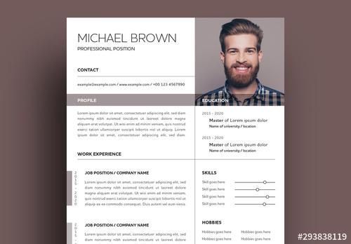 Elegant Resume Layout with Brown Accents - 293838119 - 293838119