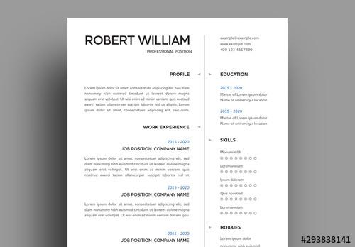 Clean Resume Layout with 2 Columns - 293838141 - 293838141