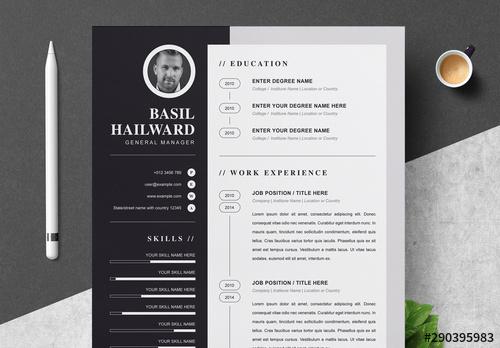 Resume Layout with Black Sidebar - 290395983 - 290395983