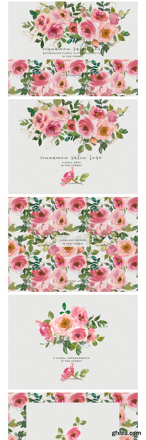 Blush Peach Watercolor Floral Clipart Set 2407545