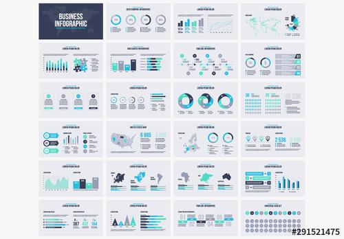 Infographic Layout Set with Blue and Green Elements - 291521475 - 291521475