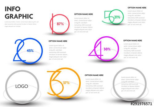 Info Chart Layout with Colorful Numbers and Circles - 291976571 - 291976571