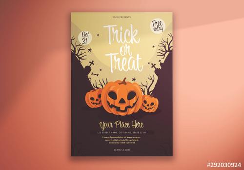 Halloween Flyer Layout with Illustrative Pumpkins - 292030924 - 292030924