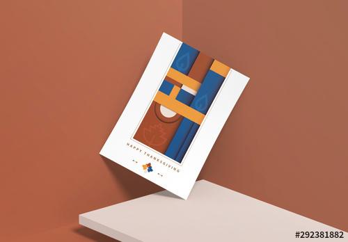 Geometric Thanksgiving Greeting Card Layout - 292381882 - 292381882