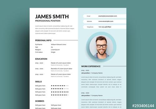 Resume Layout with Colorful Sidebar - 293406144 - 293406144