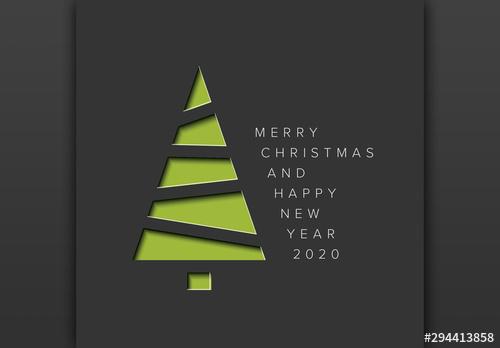 Minimalist Christmas Card Layout with Tree - 294413858 - 294413858