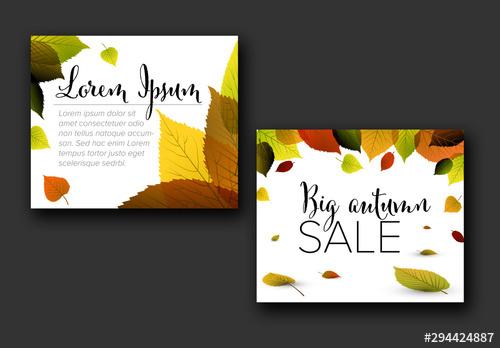 Autumn Inline Rectangle Banner Layout with Illustrative Leaves - 294424887 - 294424887