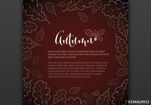 Square Autumn Card Layout with Illustrative Leaves - 294424913 - 294424913