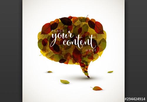 Autumn Speech Bubble Layout with Illustrative Leaves - 294424914 - 294424914