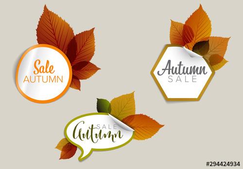 Autumn Sale Sticker Icon Set - 294424934 - 294424934