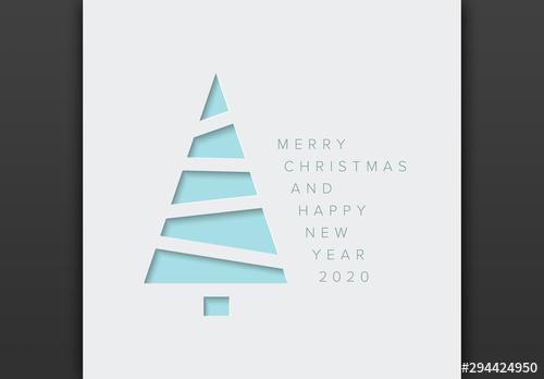 Minimalist Christmas Card Layout with Tree - 294424950 - 294424950