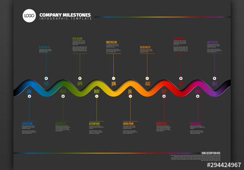 Corporate Annual Timeline Infographic with Colorful Accents - 294424967 - 294424967