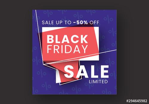 Black Friday Sale Card Layout with Red White and Blue Elements - 294645982 - 294645982