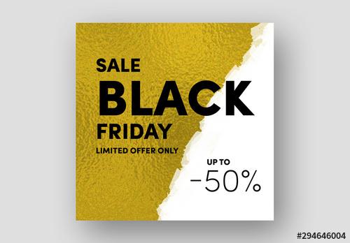 Black Friday Sale Card Layout with Gold Texture - 294646004 - 294646004