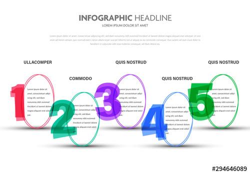 Simple Five Step Infographic with Colorful Numbers - 294646089 - 294646089