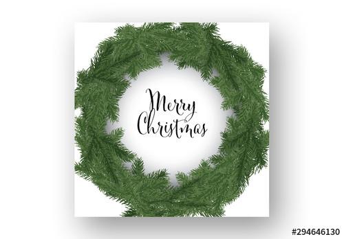 Christmas Card Layout with Illustrative Wreath - 294646130 - 294646130