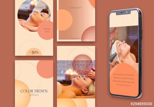 8 Social Media Stories Layouts with Circles and Warm Gradients - 294695030 - 294695030