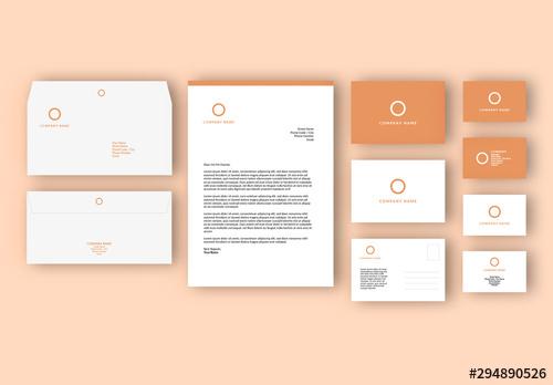 Business Stationary Set Layout with Orange Accents - 294890526 - 294890526