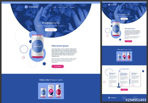 Homepage Website Design Layout with Blue and Pink Accents - 294951493 - 294951493