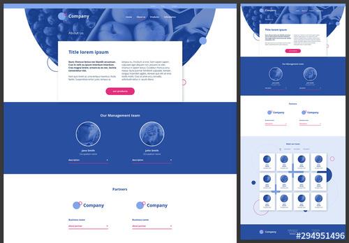 About Us Page Website Design Layout with Blue and Pink Accents - 294951496 - 294951496