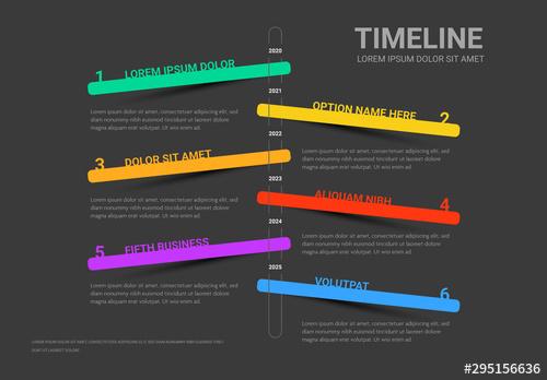 Dark Info Chart Timeline Layout with Bright Colors - 295156636 - 295156636