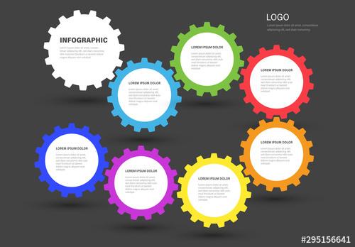 Info Chart Layout with Colorful Gear Elements - 295156641 - 295156641