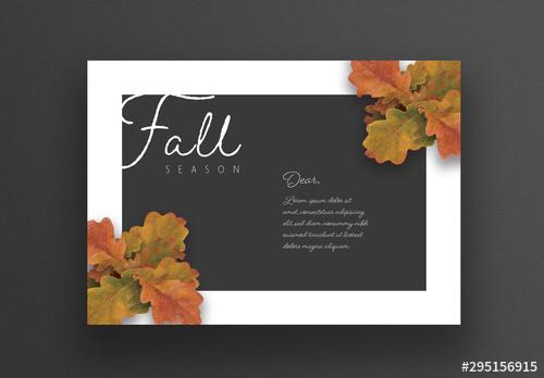 Fall Season Card Layout with White Frame - 295156915 - 295156915