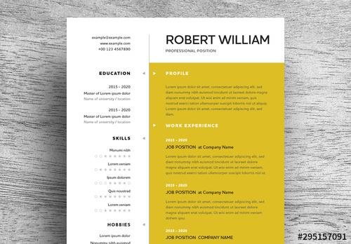 Resume Layout with Yellow Accents - 295157091 - 295157091