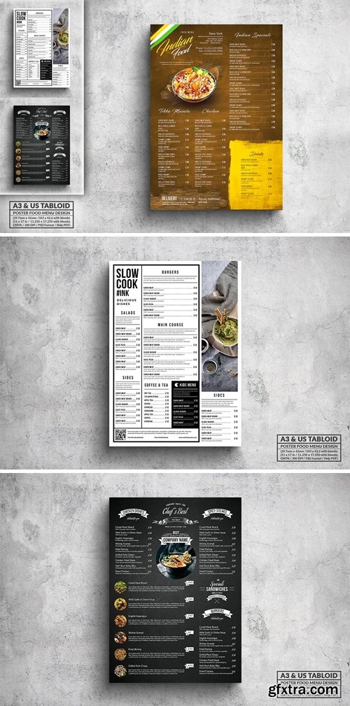 Poster Food Menu Bundle - A3 & US Tabloid