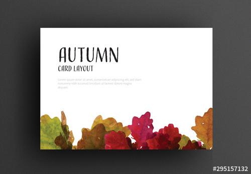 Autumn Card Layout with Colorful Leaves - 295157132 - 295157132