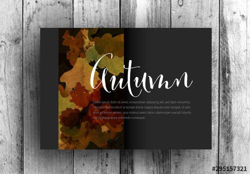 Dark Card Layout with Autumn Imagery - 295157321 - 295157321