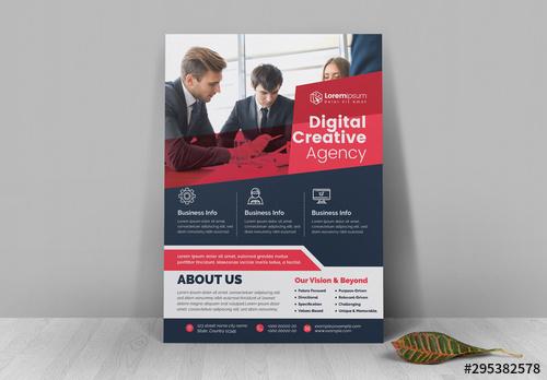 Corporate Flyer Layout with Red Accents - 295382578 - 295382578