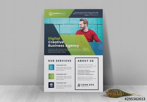 Corporate Flyer with Green Accents - 295382613 - 295382613