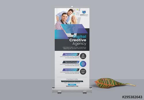 Corporate Roll Up Banner with Blue Accents - 295382643 - 295382643