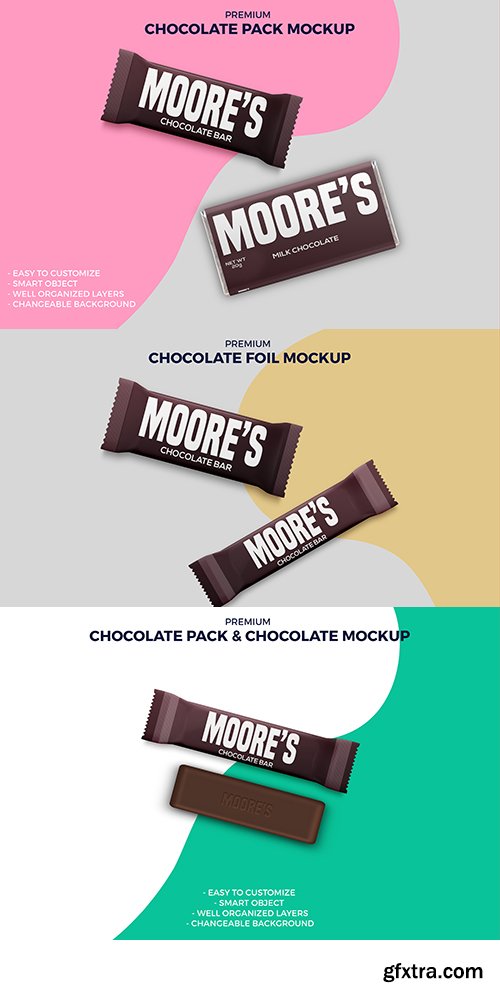 Chocolate foil and paper packaging Mockup