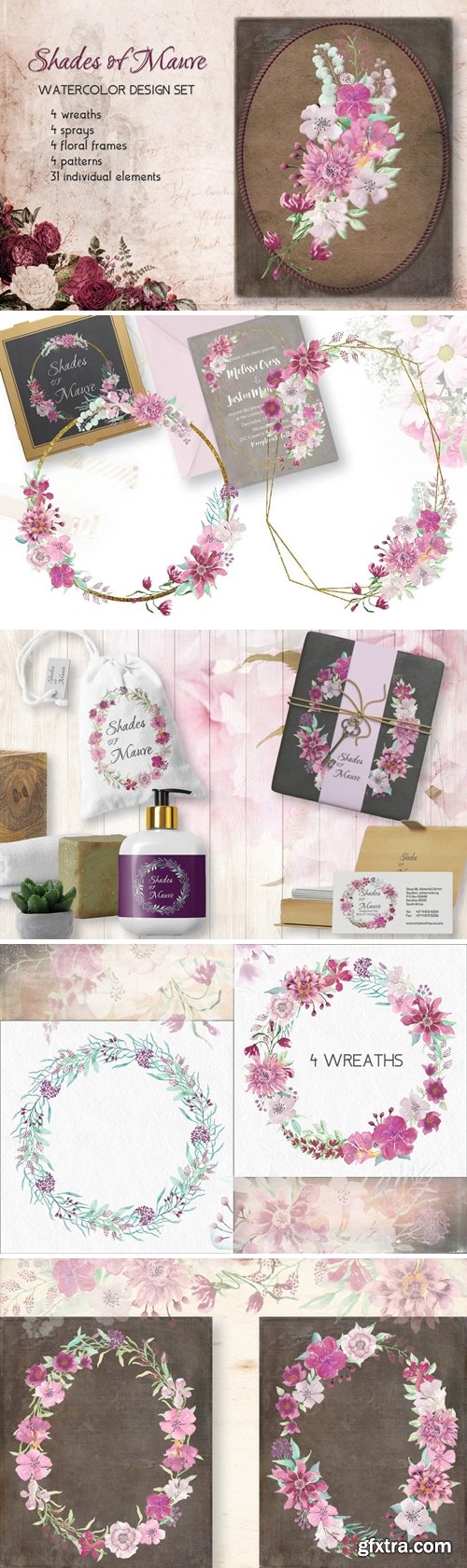 Shades of Mauve Watercolor Design Set