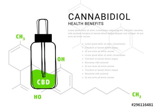 Cannabidiol Oil Infographic with Molecular Formula Illustration - 296116481 - 296116481